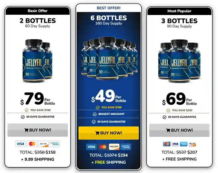 JellyFil Pricing — 1, 3 or 6 Bottle Packages